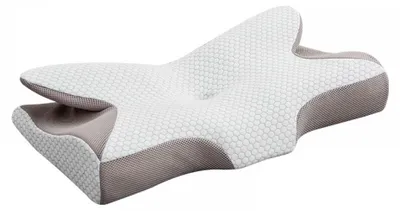 Produktbild von Orthopädisches Kissen aus Memory-Schaum, Seitenschläferkissen, Nackenstützkissen, Kissen gegen Nackenschmerzen, ergonomisches Schlafkissen bei Nacken- und Schulterschmerzen, 64 x 12,5/10,5 x 38 cm, grau