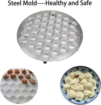Produktbild von Aluminiumlegierung 37 Löcher Ravioli Pelmeni Knödel Maker Form Küche DIY Werkzeug Silber