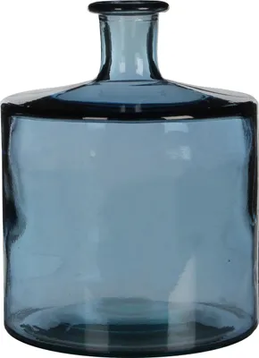 Produktbild von Mica Decorations Guan Glasflasche - H26 x Ø21 cm - Recyceltes Glas - Blau