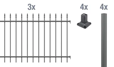 Zdjęcie produktu dla Alberts 510794 Kompletny zestaw ogrodzeniowy Chaussee, do przykręcenia, antracyt, wysokość 100 cm, długość 6 m