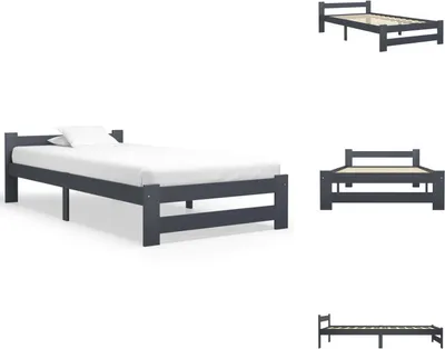 Produktbild von vidaXL Massivholzbett Dunkelgrau Kiefer 100x200 cm -  Betten & Bettgestelle