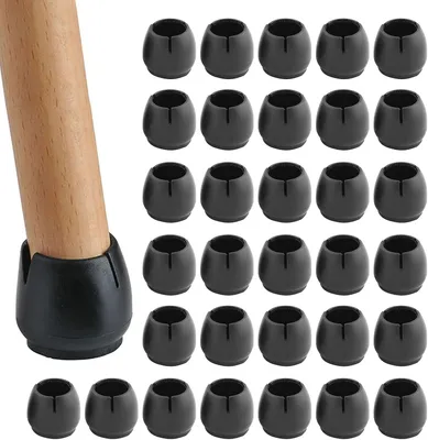 Obrázek produktu pro Kulaté krytky na nožky židlí, černé, 32 kusů, pro nožky o průměru 12-16 mm, s filcovou ochranou nábytku