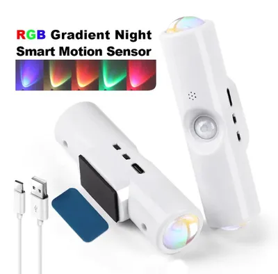 Produktbild von 4er-Set LED-Nachtlichter - Wiederaufladbare Wandleuchten - Doppelköpfig - Magnetisch - Bewegungssensor - 3 Farbtemperaturen - Dimmbar - Weiß