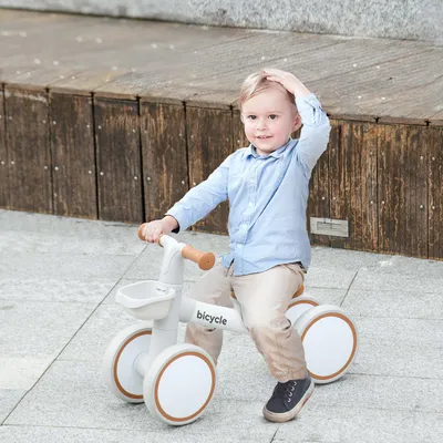 Produktbild von Laufrad Kleinkind mit verstellbarem Sitz, Balance Bike, Aluminiumrahmen, Flüsterräder, Braun/Weiß | 56 x 27 x 39 cm | bis 20 kg | 1–3 Jahre