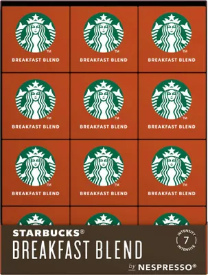 Image de Starbucks Breakfast Blend set de 12 capsules, Medium Roast, café torréfié, compatible Nespresso, capsules de café, 12 x 10 capsules