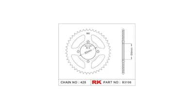 Produktbild von RK Kettenrad "3106" 428, Stahl, silber 45 Zähne