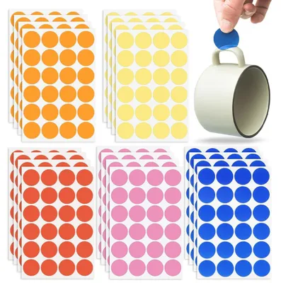 Obrázek produktu pro Bodové samolepky 480 kusů - Barevné kulaté samolepky - Samolepicí značkovací body - Voděodolné - Barevný kód - Průměr 30 mm - Etikety