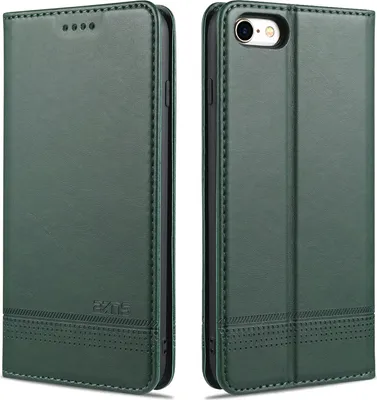 Immagine prodotto di custodia iPhone SE 2020, portafoglio con chiusura magnetica e supporto, custodia in pelle flip per iPhone SE 2020 / iPhone 7 / 8 verde