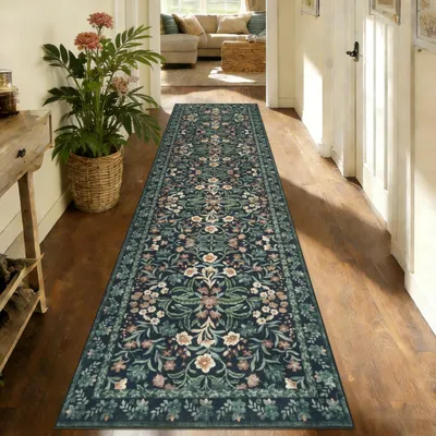 Obrázek produktu pro Koberec, 80 x 300 cm, černý, protiskluzový, s krátkým vlasem, vhodný do chodby