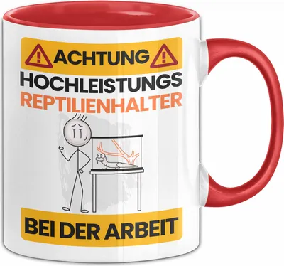 Produktbild von Reptilienhalter Tasse Geschenk Lustiger Spruch Geschenkidee für Reptilienhalter Achtung Hochleistungs Reptilienhalter Bei Der Arbeit (Rot)