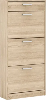 Produktbild von Forte NIKO Schuhschrank 60, Skandi-Schrank, 3 Kippfächer, 1 Schublade, Holzwerkstoff, Flur, Abstellraum, Sonoma Eiche Holzdekor, 58,2 cm breit x 127,7 cm hoch x 20,4 cm tief