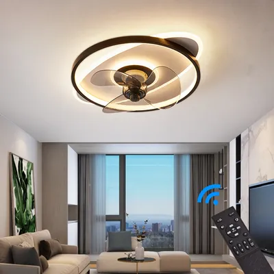 Produktbild von Deckenventilator mit LED Beleuchtung 3355 Deckenlampe Ventilator schwarz Ø 50cm 88W mit Fernbedienung Lichtfarbe/Helligkeit einstellbar dimmbar LED Deckenleuchte fan light ceiling