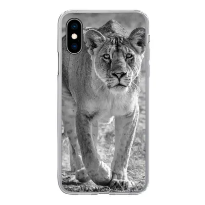 Produktbild von MuchoWow® Handyhülle Schutzhülle Hülle für iPhone X Löwe - Schwarz - Weiß Silikon Softcase Handy Hülle - Handyhülle