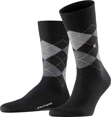 Produktbild von Burlington Herren Socken EDINBURGH - Rautenmuster, Argyle, Clip, One Size, 40-46 Schwarz 40-46