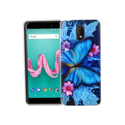 Image de Coque de protection pour téléphone portable Wiko Lenny 5, motif papillon bleu