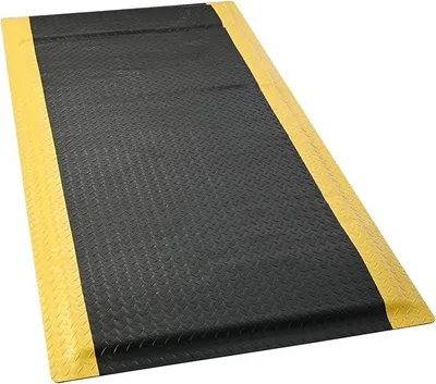 Produktbild von Anti-Ermüdungsmatte 92 x 182 cm Arbeitsplatzmatte | Ergonomische Arbeitsmatte PVC Schaum Fußmatten für Garagenwerkbank, Schwarz-Gelb