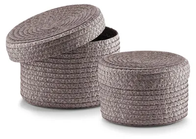 Produktbild von Zeller 14122 Korb-Set mit Deckel, 2-teilig, rund, PP, ø 16 x 10, ø 17 x 12 cm, grau