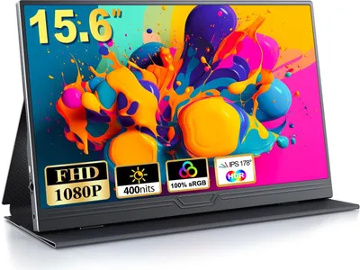 Produktbild von Portable Monitor 15.6 Zoll Tragbarer Mobiler Monitor FHD 1920x1080 HDR, IPS Externer Bildschirm mit Mini HDMI Typ C, für Handys, Laptop, PC, Switch