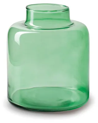 Produktbild von Jodeco Blumenvase William - transparentes grunes Glas - 19 x 17 cm - flaschenformige Vase