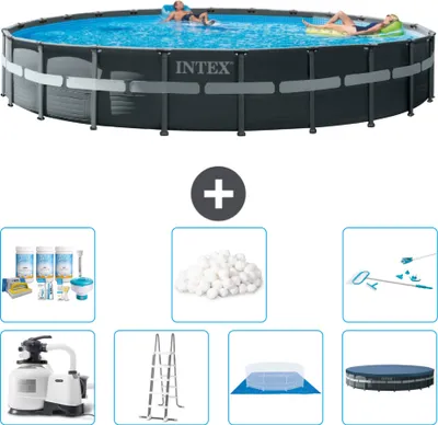 Produktbild von Intex Round Ultra XTR Frame Swimming Pool – 732 x 132 cm – inklusive Pumpe – Leiter – Bodenplane – Abdeckung Wartungspaket - Filterbälle - Reinigungskit