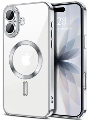 Produktbild von Weiche Klar Hülle für iPhone 17, Kameraschutz, Kompatibel mit MagSafe, Elektroplattiert TPU Handyhülle Silber