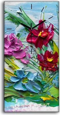 Produktbild von Dekor Leinwand Uhr Wandbilder Geräuschlos 30x60 Ölgemälde Blumen Kunst - schwarze Hände