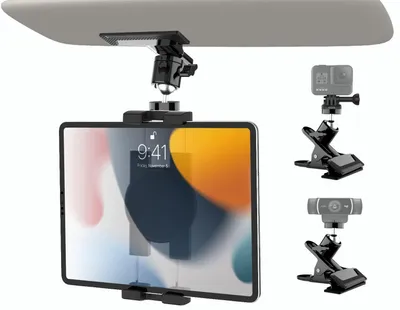 Produktbild von Auto Sonnenblenden Tablet Halter, Multifunktionale iPad Klemme für Telefone 4-13 Zoll