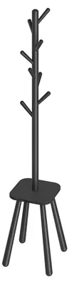 Obrázok produktu pre Vesák s 8 háčikmi a úložným priestorom – buk/MDF – 34,7 x 34,7 x 170,5 cm – čierna farba