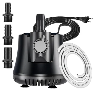 Immagine prodotto di Pompa sommergibile per acquario - 60 W - 3500 l/h - Cavo da 1,8 m - 3 ugelli - Per acquari e laghetti