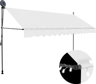 Immagine prodotto di The Living Store Tenda da sole retrattile a comando manuale con LED 350 cm crema