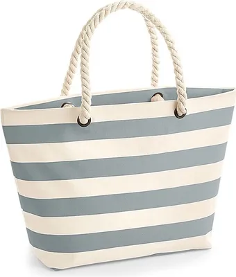 Produktbild von Westford Mill Strandtasche mit maritimem Design PC3655 (Einheitsgröße) (Natürlich/Grau)