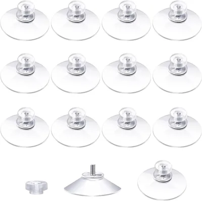 Produktbild von 15 Stück Saugnäpfe mit Gewinde Ø40mm, transparent mit Rändelmutter, für Küche, Bad, Fenster, Spiegel