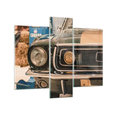 Produktbild von Bilder auf glas - 3 Teile - Abdeckung Ford Mustang - 95x80cm - Glasbilder - Wandbilder - Bilder - zum Aufhängen bereit - Wanddekoration aus Glas - Glas Bilder - Wandbild auf Glas - GCB95x80-4480