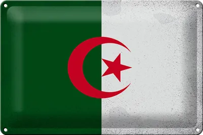 Produktbild von Blechschild Flagge Algerien 30x20cm Flag Algeria Vintage