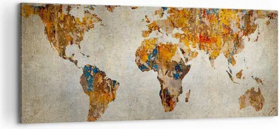 Produktbild von Bild auf Leinwand - Leinwandbild - Welt Karte Kontinente Geographie - 100x40cm - Wand Bild - Wanddeko - Leinwanddruck - Bilder - Kunstdruck - Leinwand bilder - Wandkunst - AB100x40-2783