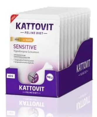 Produktbild von Kattovit Sensitive Pate Huhn - Frischebeutel Nassfutter 10 x 85 g