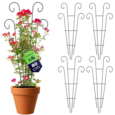 Produktbild von KADAX Metall Rankgitter 36 x 80 cm, 4 Stück, Rankhilfe für Kletterpflanzen wie Rosen & Clematis, Pflanzen Spalier für Garten, Balkon & Terrasse, Pflanzengitter aus Stahl