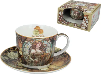 Produktbild von Tasse und Untertasse - Inspiriert von den Gemälden von A. Mucha (CARMANI)