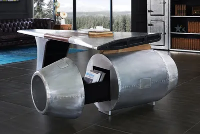 Zdjęcie produktu dla Biurko ze skrzydłem samolotu Biurko Aviator Design Luksusowe stoły meblowe