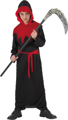 Produktbild von Teuflischer Sensenmann Halloween-Kinderkostüm schwarz-rot - 98/116 (3-4 Jahre)