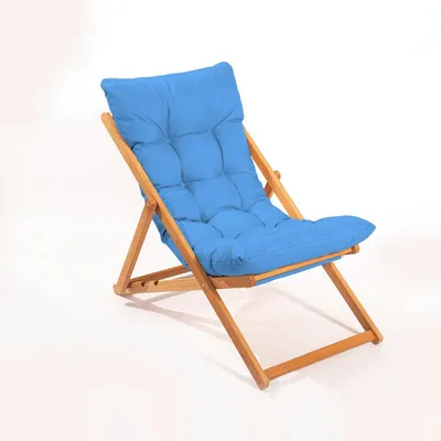 Image de Chaise de jardin en bois de hêtre bleu et naturel 59 x 44 x 90 cm