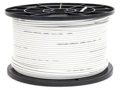 Produktbild von PremiumX 200m Mini Koaxial Sat Kabel 4mm Weiß Koax Antennenkabel 2-fach geschirmt