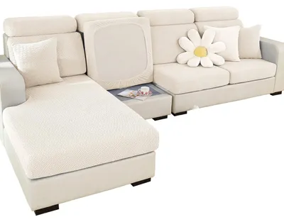 Sofa-Bezug, L-Form, Antirutsch, Weiß, 1 Stück