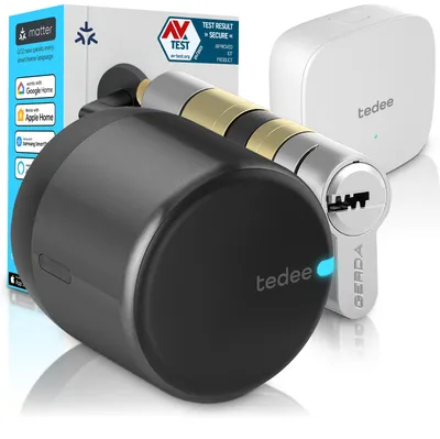 Immagine prodotto di tedee GO2 Alu Serratura Smart WiFi | Cilindro Gerda EXXO Classe 6 Antieffrazione, Accesso Remoto | Matter, Alexa, Google Home, Apple HomeKit