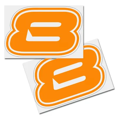 Produktbild von Startnummer Aufkleber 2er Set, Schrift Brünn, # 8, orange