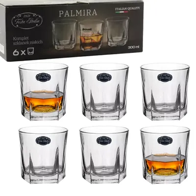 Zdjęcie produktu dla ZESTAW 6 szklanek do whisky o pojemności 300 ml, szklanki do napojów Festa Italia, Palmira