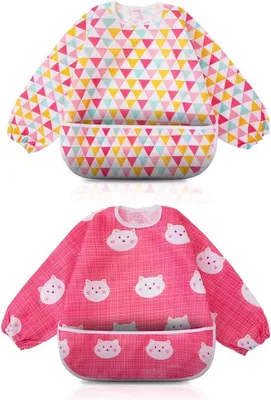 Produktbild von Babylätzchen mit langen Ärmeln, wasserdicht, 2er Set, für Kleinkinder 6-36 Monate, sicher und bequem