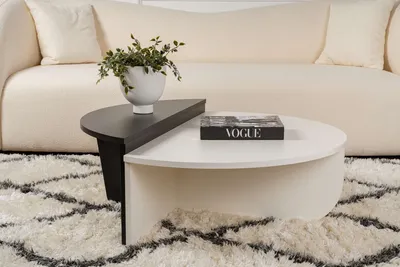 Produktbild von Skye Decor, Orion - Wood White, Wood Black, Couchtisch, Holzweiß, 100 % melaminbeschichtete Spanplatte, 90 x 60 x 30 cm