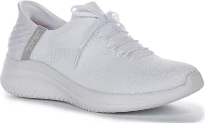 A single white SKECHERS Slip-ins shoe is shown against a white background.