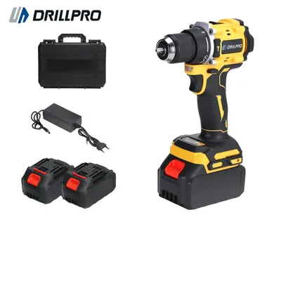Obrázok produktu pre Akumulátorová vŕtačka Drillpro 120 Nm bezkefový motor 2-rýchlostná elektrická vŕtačka s 2 akumulátormi Bezkáblová vŕtačka s reguláciou krútiaceho momentu